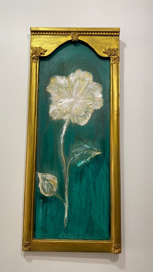 Altın Varaklı Çiçekli Dekoratif Tablo - Görsel 4