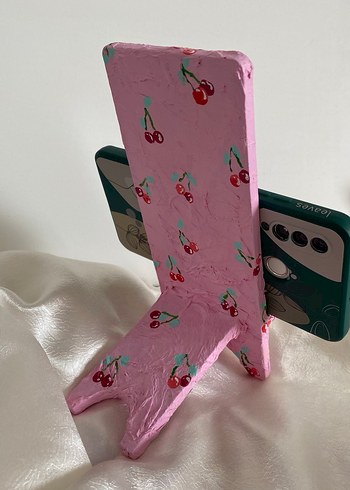 Pembe Kiraz Desenli Tokalı Telefon standı - Görsel 2