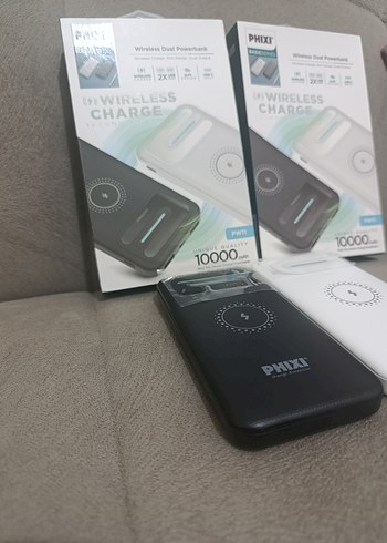 PHIXI Kablosuz Çift Powerbank 10000mAh Beyaz - Görsel 4