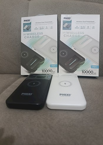 PHIXI Kablosuz Çift Powerbank 10000mAh Beyaz - Görsel 2