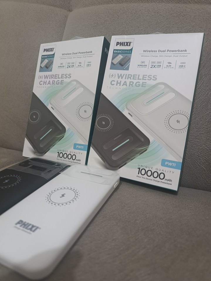 PHIXI Kablosuz Çift Powerbank 10000mAh Beyaz - Görsel 3