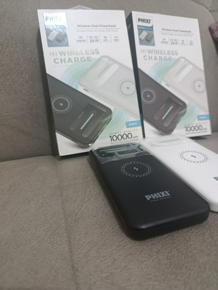 PHIXI Kablosuz Çift Powerbank 10000mAh Beyaz - Görsel 4