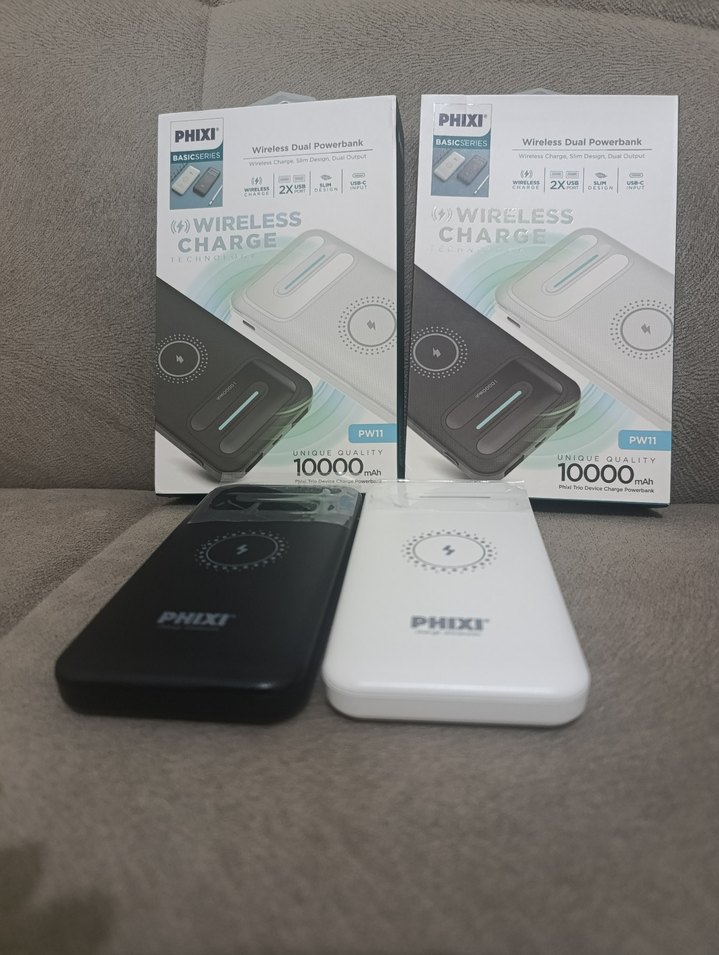 PHIXI Kablosuz Çift Powerbank 10000mAh Beyaz - Görsel 2