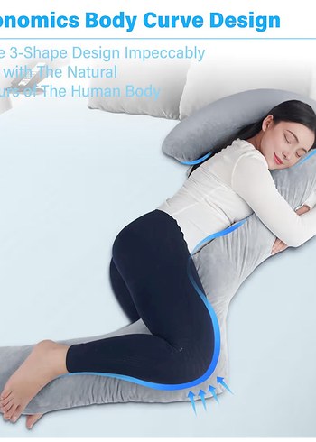 Gri Yan Yatanlar İçin Hamile ve Emzirme Yastığı 170CM - Görsel 4