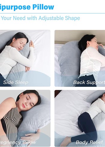 Gri Yan Yatanlar İçin Hamile ve Emzirme Yastığı 170CM - Görsel 5