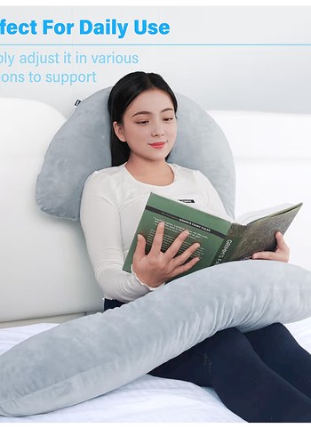 Gri Yan Yatanlar İçin Hamile ve Emzirme Yastığı 170CM - Görsel 7