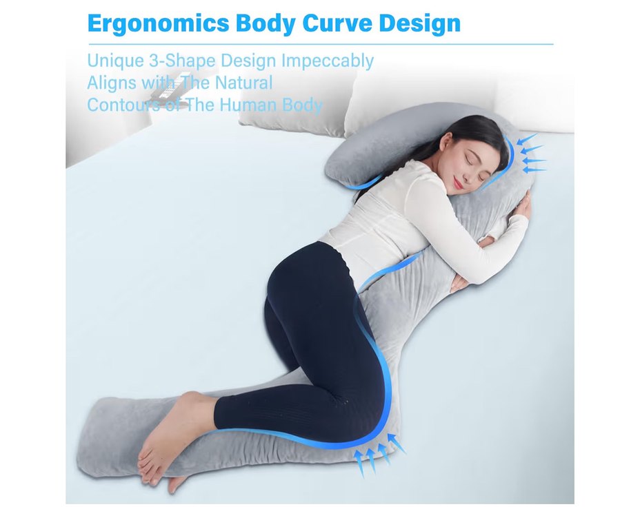 Gri Yan Yatanlar İçin Hamile ve Emzirme Yastığı 170CM - Görsel 4