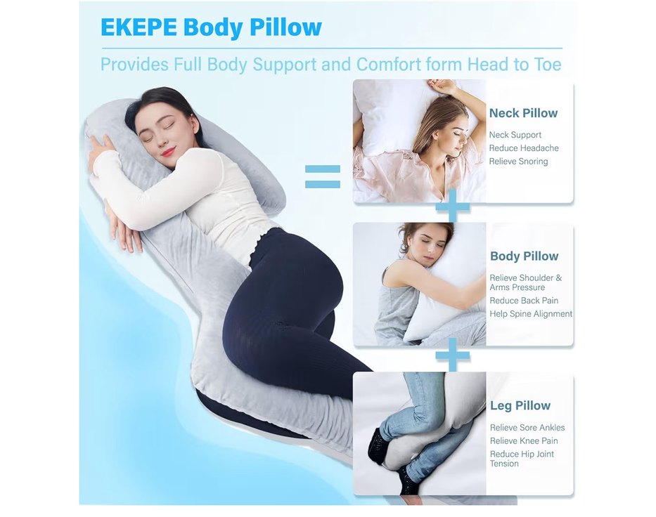 Gri Yan Yatanlar İçin Hamile ve Emzirme Yastığı 170CM - Görsel 3