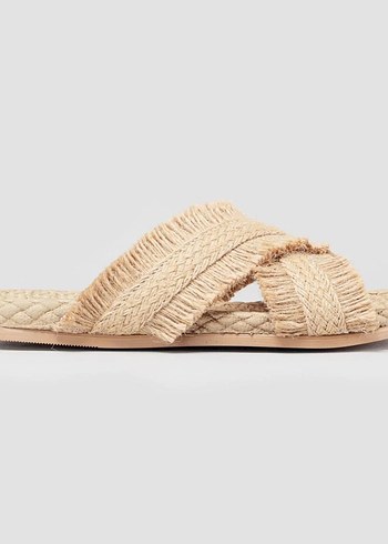 Natural Hasır Kadın Terlik 38 Numara Kahveçekirdek Desenli Rahat - Görsel 2