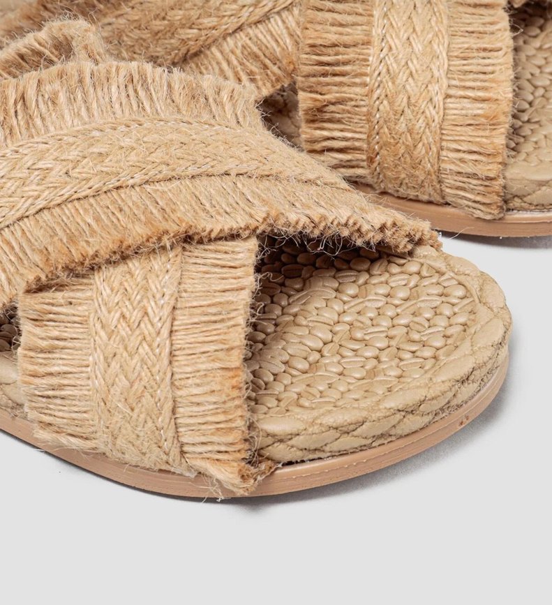 Natural Hasır Kadın Terlik 38 Numara Kahveçekirdek Desenli Rahat - Görsel 3