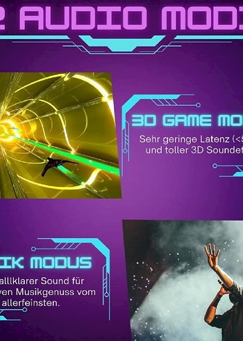 Kablosuz RGB Işıklı Oyuncu Müzik Kulaklığı Sıfır, Kutulu - Görsel 4