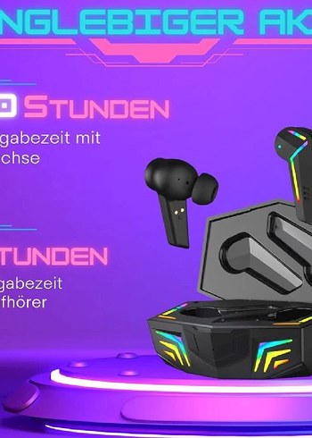 Kablosuz RGB Işıklı Oyuncu Müzik Kulaklığı Sıfır, Kutulu - Görsel 3