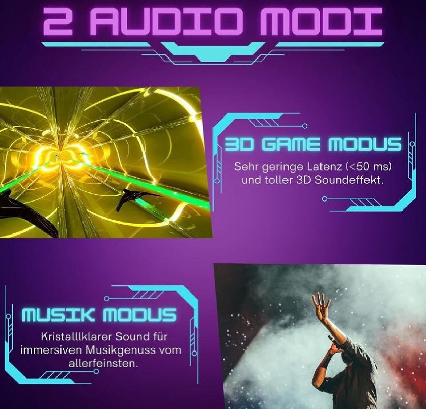 Kablosuz RGB Işıklı Oyuncu Müzik Kulaklığı Sıfır, Kutulu - Görsel 4