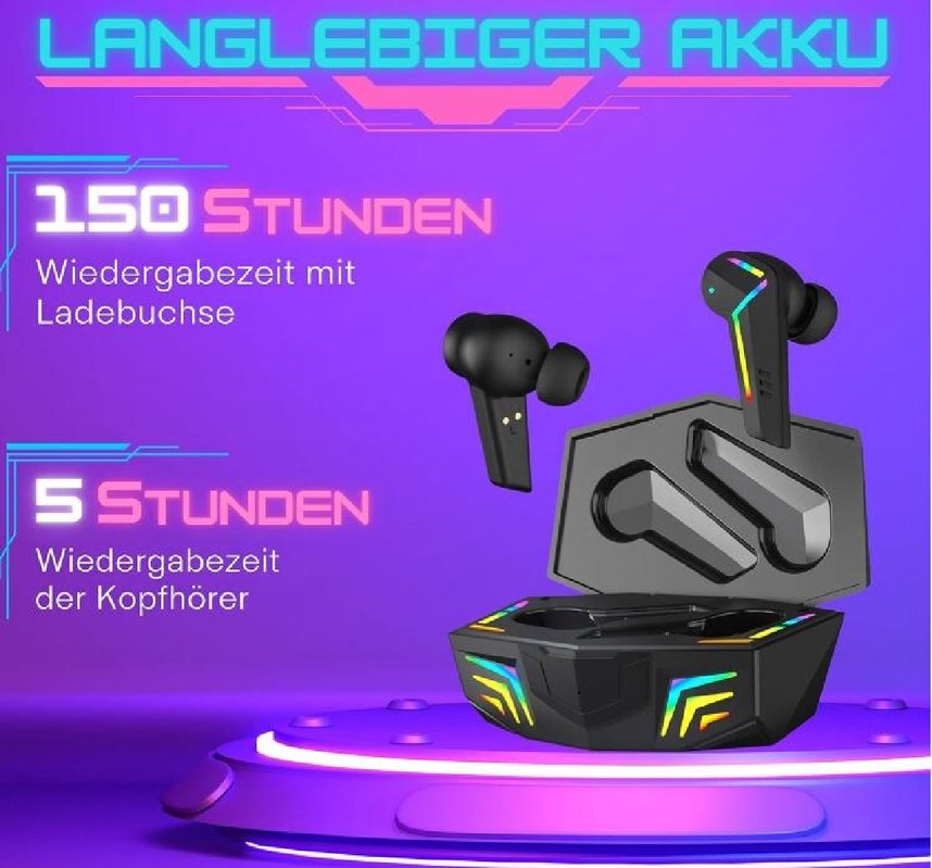 Kablosuz RGB Işıklı Oyuncu Müzik Kulaklığı Sıfır, Kutulu - Görsel 3