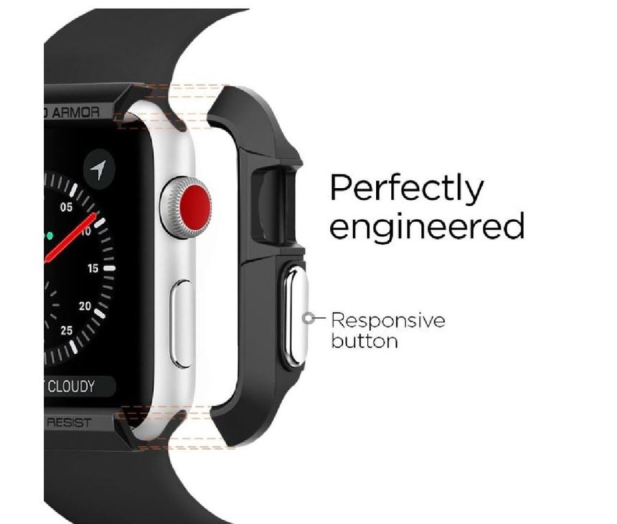 Spigen Apple Watch 42mm Kılıf Rugged Armor Matte Black Sıfır! - Görsel 4
