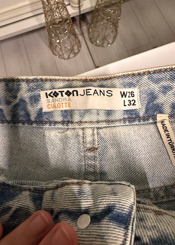 Düğmeli Gri Mavi Rahat Kesim Kadın Kot Pantolon - Görsel 3