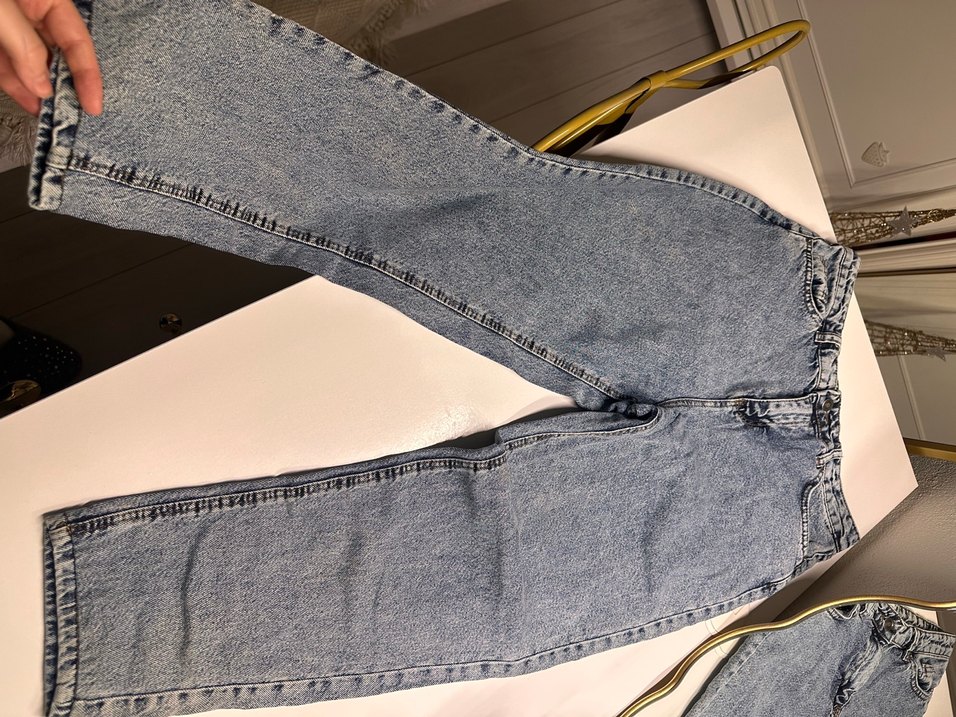 Gri Midi Kesim Yırtmaçlı Kadın Denim Pantolon - Görsel 2