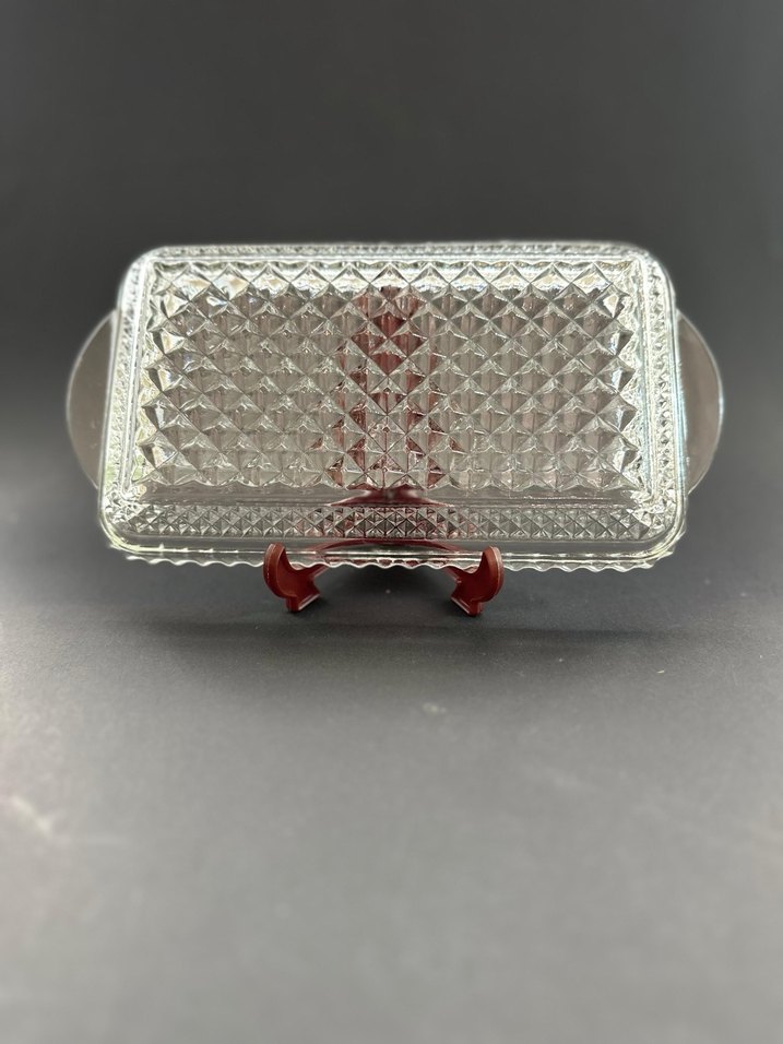 Vintage Beyaz Kareli Cam Tepsi - Görsel 2