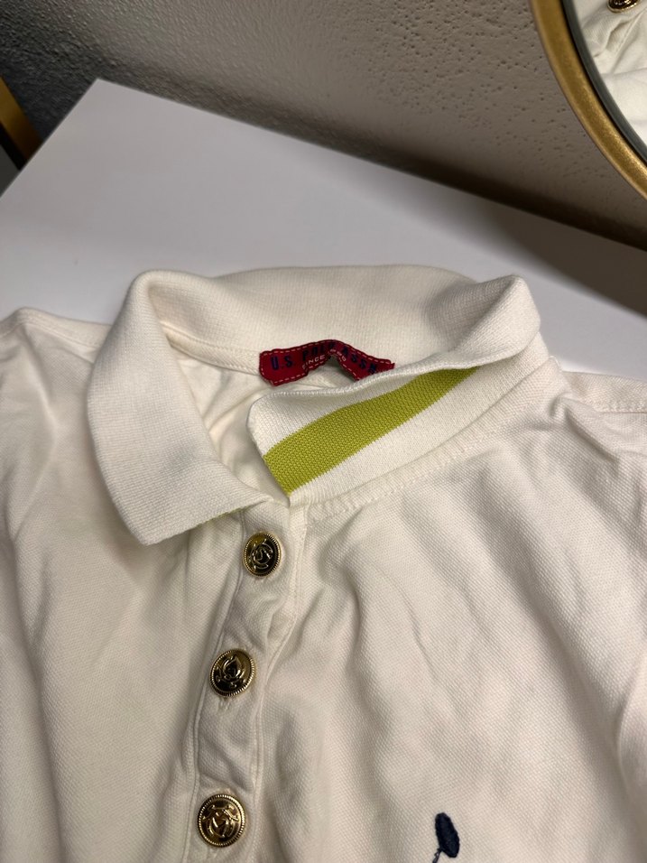 Kızlar için Beyaz Polo Tişört, Kısa Kollu, Nakışlı - Görsel 5