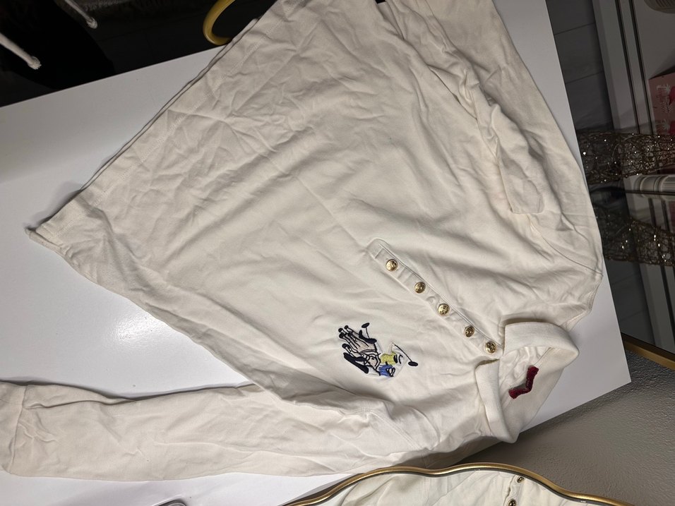 Kızlar için Beyaz Polo Tişört, Kısa Kollu, Nakışlı - Görsel 2