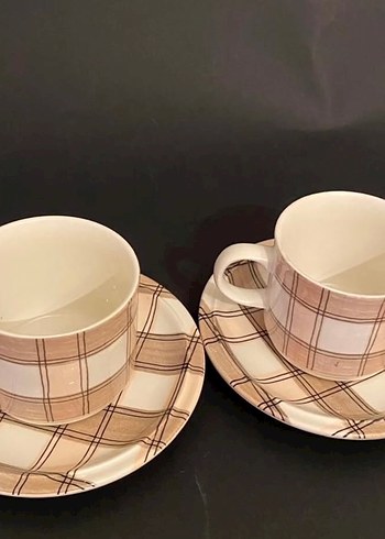 Ekose Desenli Tabak ve Kupa Seti - Görsel 4