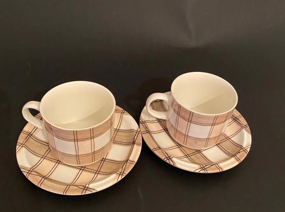 Ekose Desenli Tabak ve Kupa Seti - Görsel 2