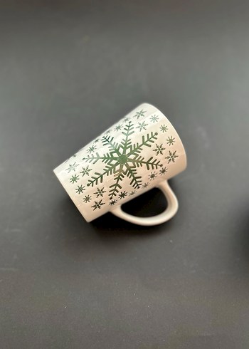 Kar Desenli Beyaz Seramik Kupa - Görsel 4