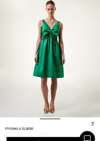 Machka 38 Yeşil  Saten Abiye Elbise - Görsel 3