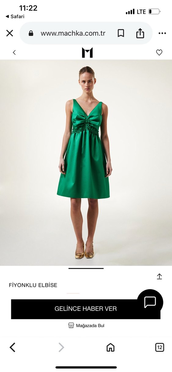 Machka 38 Yeşil  Saten Abiye Elbise - Görsel 3