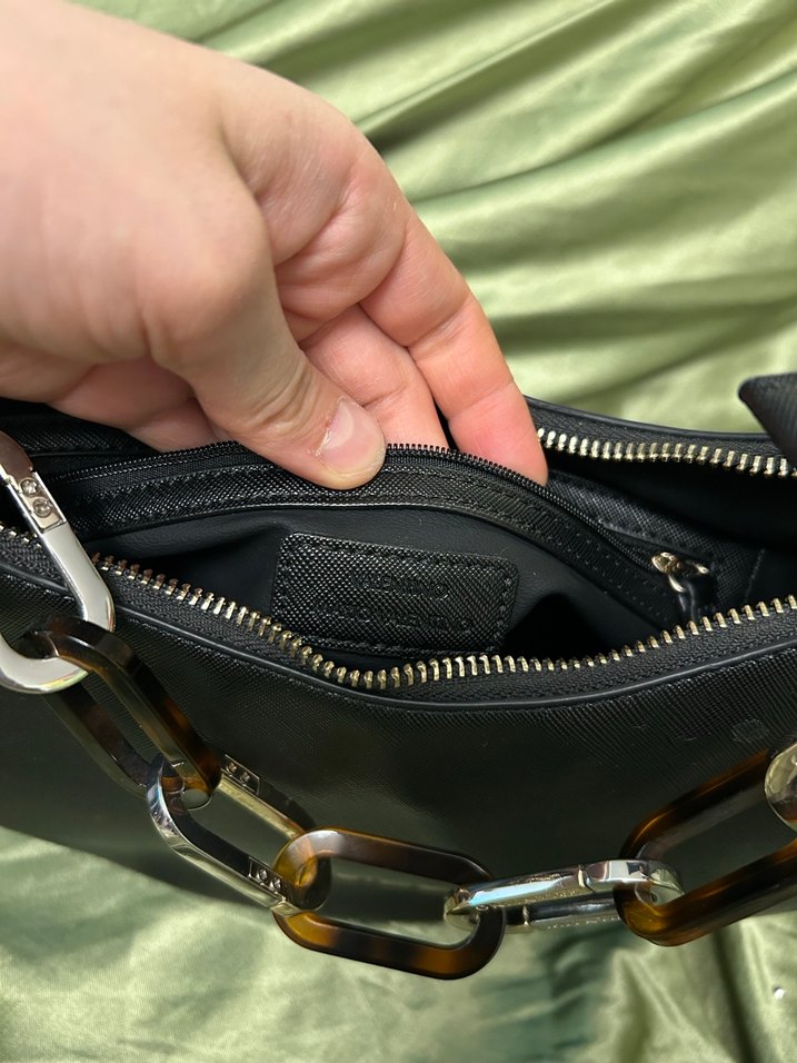 Mario Valentino Zincir Detaylı Siyah Deri Çanta - Görsel 2