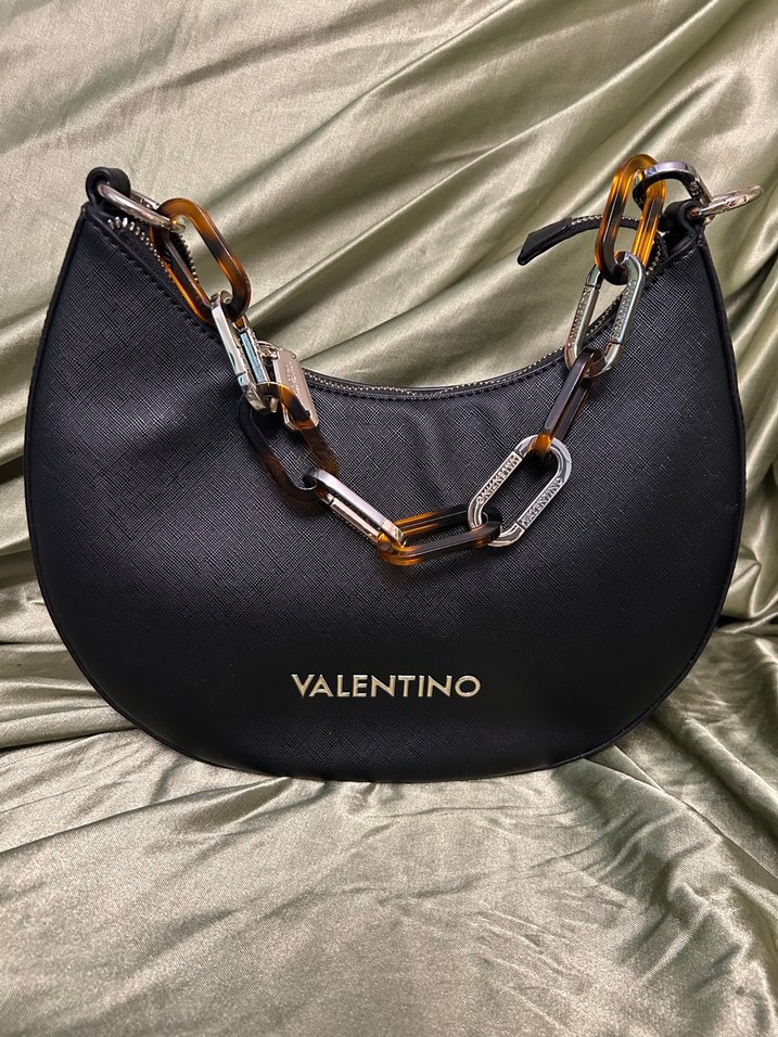 Mario Valentino Zincir Detaylı Siyah Deri Çanta - Görsel 3