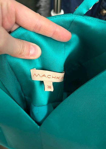 Machka yeşil işlemeli elbise - Görsel 2