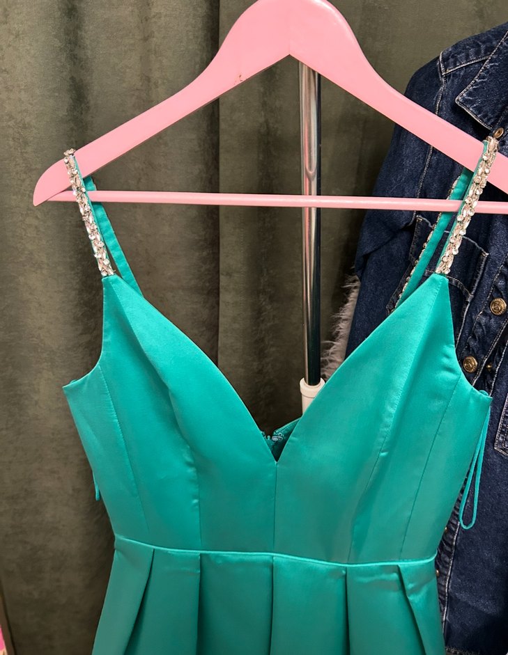 Machka yeşil işlemeli elbise - Görsel 4