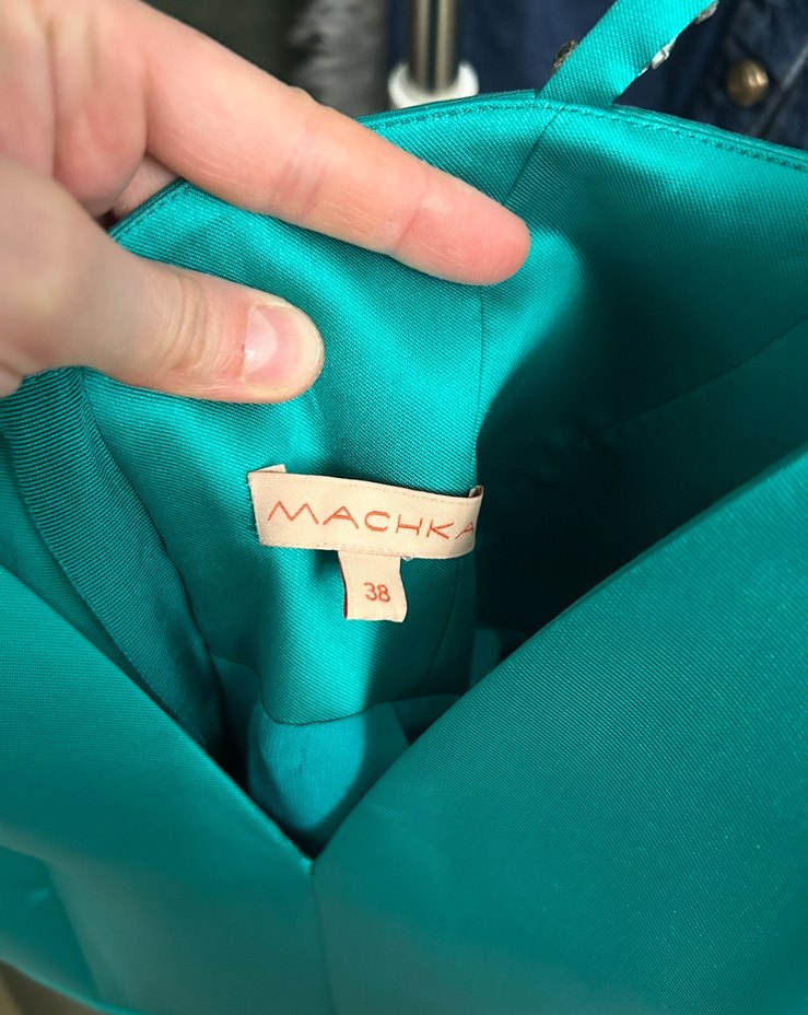 Machka yeşil işlemeli elbise - Görsel 2