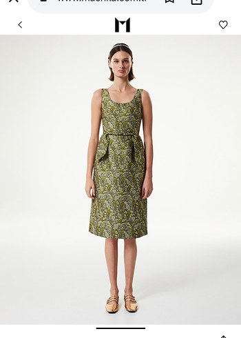 Machka çiçek jakarlı elbise - Görsel 5