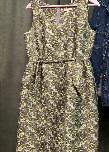 Machka çiçek jakarlı elbise - Görsel 4