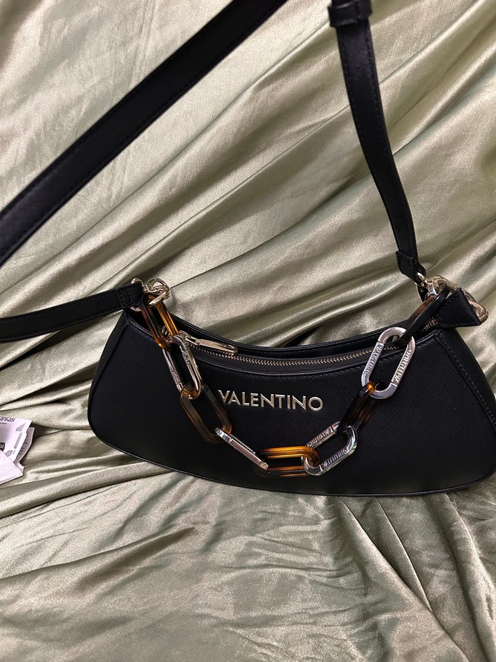 Valentino Zincir Detaylı Siyah Deri Kadın Çanta - Görsel 3