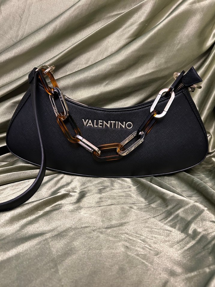 Valentino Zincir Detaylı Siyah Deri Kadın Çanta - Görsel 2