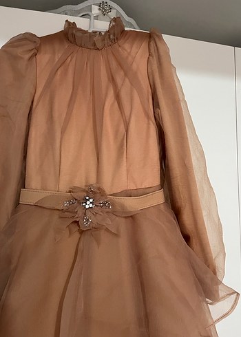 Bej Uzun Kat Katlı  Kadın Elbise - Görsel 3