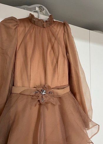 Bej Uzun Kat Katlı  Kadın Elbise - Görsel 2