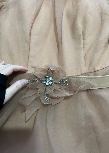 Bej Uzun Kat Katlı  Kadın Elbise - Görsel 7