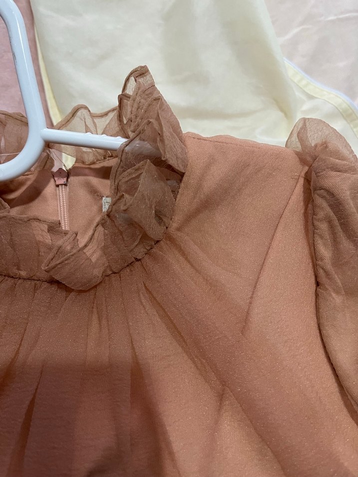 Bej Uzun Kat Katlı  Kadın Elbise - Görsel 5