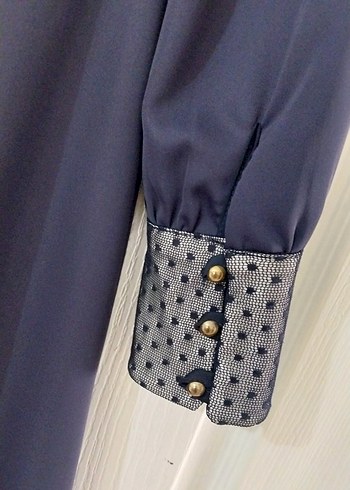 lacivert, dantel detaylı elbise - Görsel 4