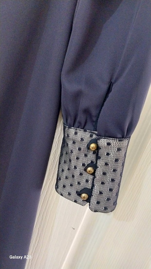 lacivert, dantel detaylı elbise - Görsel 4