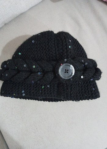 Siyah Örgü Kadın Bere - Görsel 4