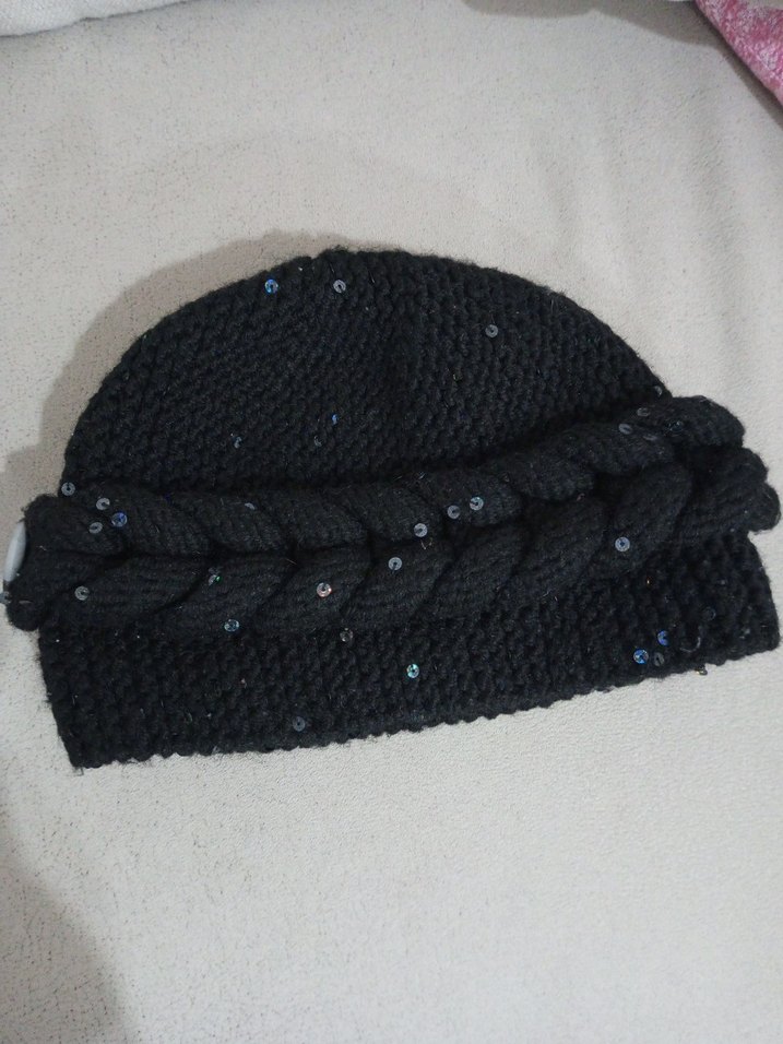 Siyah Örgü Kadın Bere - Görsel 2