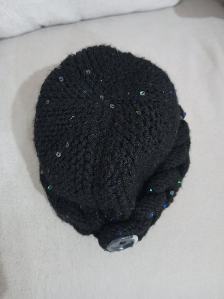 Siyah Örgü Kadın Bere - Görsel 3