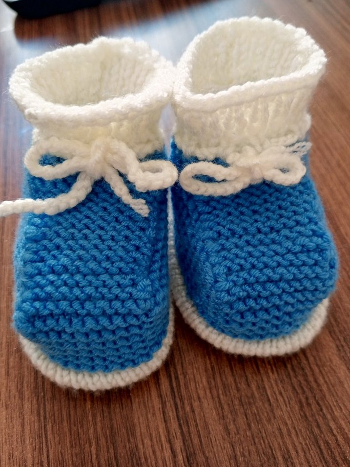 Diger Erkek Bebek Örgü Mavi Patik - Görsel 2