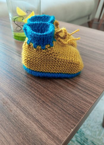 Örgü Sarı Unisex Bebek Patik - Görsel 2