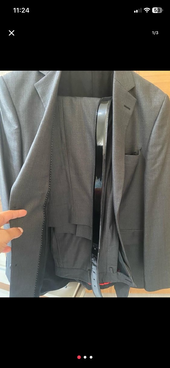 Gri Düğmeli Erkek Takım Elbise - Görsel 2